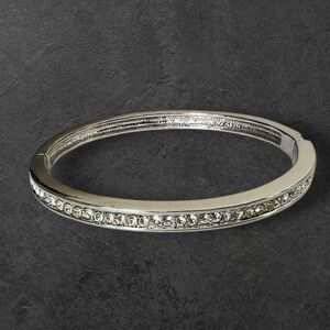 Silver plated Clear CZ cuff bracelet hinged